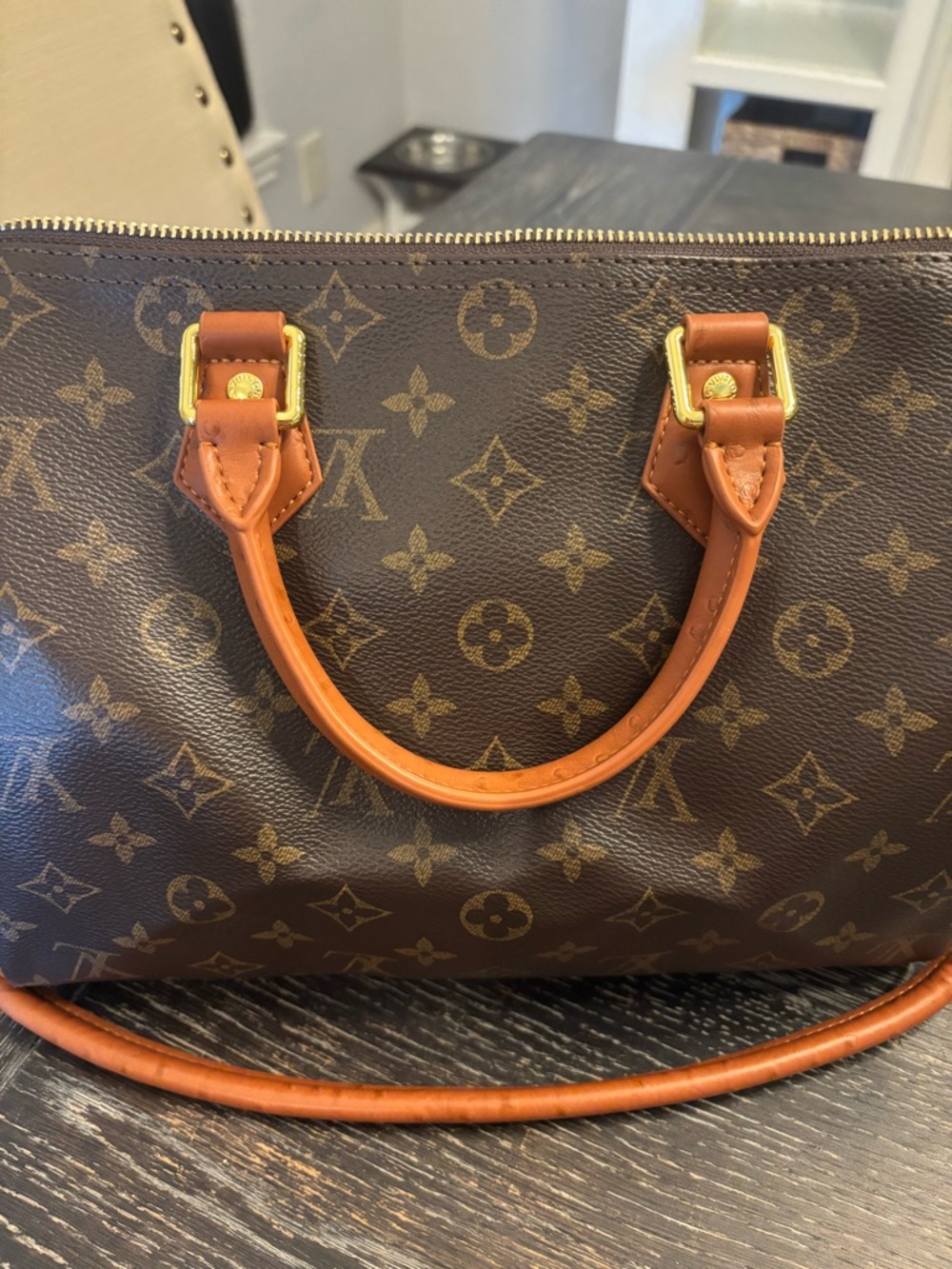 Daisys Boutique Brown Monogram Satchel with Tan Trim - Picture 4 of 8